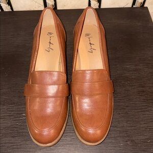 Women's Brown Block Heel Loafers
